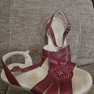 SAS Burgundy Leather Women's Sandals